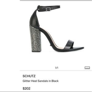 SCHUTZ Black Glitter Heel Sandals